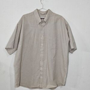 1857 Manhattan Button Down Shirt Size 2XL= 18.5 Beige Plaid Mens Formal Casual